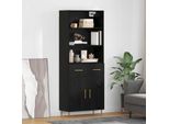 Maison Exclusive - Credenza Alta Effetto Rovere Nero 69,5 X 34 X 180 Cm Materiale Ligneo