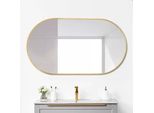 Aiorber Specchio Da Bagno Ovale 50X60 Cm Specchio Da Parete Con Cornice In Metallo Adatto Per Ambienti Umidi Oro