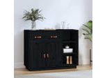 Maison Exclusive - Credenza Nera 98,5X40X75 Cm In Legno Massello Di Pino