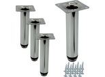 Eleganti Gambe Regolabili Per Mobili In Metallo Lucido, Alte 10 Cm, Di Forma Rotonda, Ideali Per Gli Ambienti Moderni E Facilmente Adattabili A Diversi.
