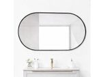 Aiorber Specchio Da Bagno Ovale 50X60 Cm Specchio Da Parete Con Cornice In Metallo Adatto Per Ambienti Umidi Nero
