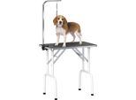 Pawhut Tavolo Da Toelettatura Per Cani Tavolo Da Toelettatura Per Cani Con Imbracatura Pieghevole Gambe In Acciaio Antiscivolo Piano Del Tavolo Tavolo Da Toelettatura Per Animali Domestici Tavolo Da Toelettatura Per Il Bagno Domestico Asciugatura Dei Capelli Taglio Dei Capelli 81X48,5X80 Cm Nero