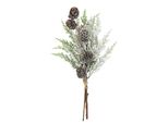 Kunstzweig I.Ge.A. "Thuja-Bund", GrüN, Weiß, B:16Cm H:43Cm L:13Cm, Kunststoff, Kunstpflanzen, Kunstzweig, Mit Zapfen Dekozweig TannengrüN Deko Weihnachtsdeko Kranz Adventskranz