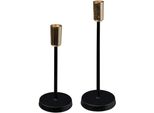 Kerzenhalter Otto Home "Stabkerzenhalter Azlynn", Gold (Schwarz, Goldfarben), H:26Cm Ø:8Cm, Aluminium, Kerzenhalter, Kerzenhalter, Aus Aluminium