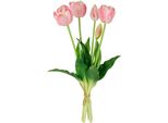 Kunstblume I.Ge.A. "Tulpen", Rosa, B:20Cm H:39Cm L:12Cm, Polyester, Kunstpflanzen, Real-Touch Tulpenbund KüNstlich BlüTen Tulpenstrauß