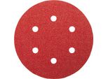 Fogli Abrasivi Per Levigatrici Rotorbitali Rosso:Legno Top 150 Mm 6 Fori, Grana: 240, Pezzi Per Confezione: 5