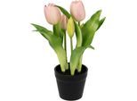 Kunstblume I.Ge.A. "Tulpen", Rosa, B:20Cm H:22Cm L:20Cm, Polyester, Kunstpflanzen, Real-Touch BlüTen Tulpe Tulpenstrauß Latex Kunsttulpe Einzelblumen