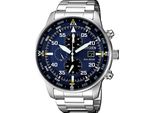 Chronograph Citizen, Silber (Silberfarben, Dunkelblau), Armbanduhren, Herren, Chronograph, Armbanduhr, Herrenuhr, Solar, Stoppfunktion, Edelstahlarmband