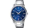 Quarzuhr, Silber (Edelstahlfarben, Blau), Casio Timeless Collection, Armbanduhren, Damen, Quarzuhr, Armbanduhr, Herrenuhr, Damenuhr, Analog, Neo-Display, Edelstahlarmband