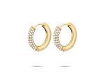 Paar Creolen Tamaris "Schmuck Geschenk Edelstahl Creole Glitter Donut Familie", Gelbgoldfarben, Kristallweiß, Kristallweiß, Ohrringe, Damen, 21,6Mm, Edelstahl, Mit Glasstein