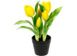 Kunstblume I.Ge.A. "Tulpen", Gelb, B:20Cm H:22Cm L:20Cm, Polyester, Kunstpflanzen, Real-Touch BlüTen Tulpe Tulpenstrauß Latex Kunsttulpe Einzelblumen