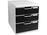 Exacompta Cassettiera Modulo A4, 3 Cassetti, Nero