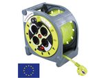 Masterplug 51267 Avvolgicavo Con Guida Per Cavi 15 M, Grigio-Verde - 4 Prese Con Messa A Terra E Protezione Da Sovratensioni