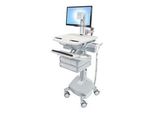 Carrello Ergotron Per Display Lcd/Tastiera/Mouse/Cpu/Notebook/Scanner Di Codici A Barre - Medicale - Alluminio, Acciaio Galvanizzato, Plastica Di Alta Qualità - Grigio, Bianco, Alluminio Lucido - Dimensioni Dello Schermo: Fino A 61 Cm (Fino A 24 Pollici)