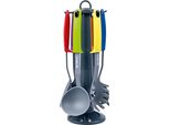 Set Di Utensili Da Cucina Alpina, 7 Pezzi, Set Di Utensili Da Cucina Con Pratico Supporto Girevole, Set Di Utensili Da Cucina In Silicone, Utensili Da Cucina, Multicolore
