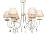Casa Padrino Lampadario Barocco Con Cristalli Di Vetro, Bianco, Lampadario A 6 Fiamme, Diametro 62 Cm