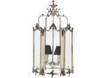 Casa Padrino Lampada A Sospensione Barocca Argentata Anticata, Lampadario A 4 Fiamme, Larghezza 39 Cm, Altezza 73 Cm, Profondità 42 Cm - Lampada Barocca A Castello -