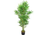 Bambù Pianta Albero Artificiale Plastica Con Legno Naturale 120Cm Decovego