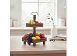 Mucola Etagere 2 Tier Serving Plate Standetagere Stand Fruit Bowl Pastry Bowl Vintage Cake Stand - Browngrey