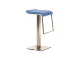 Clp Sgabello Da Bar Lameng In Pelle Finta E78 Con Struttura In Acciaio Inox, Blu