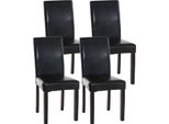 Clp Set Di 4 Sedie Da Pranzo Ina In Pelle Finta Con Struttura In Legno, Nero Marrone Scuro