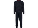 GÖTzburg Pigiama Uomo Lungo - Pigiama Collo A V, Puro Cotone Navy 6XL