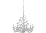 Casa Padrino Lampadario Da Soffitto Barocco Bianco Diametro 65 X H 60 Cm Stile Antico - Lampadario D'arredo Lampadario Da Soffitto Lampada A Sospensione