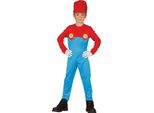 Idraulico Avventura Figura Costume Carnevale Videogioco Classico Cappello Tuta Rosso Blu Carnevale, Taglia: 128/134 Colore: Rosso