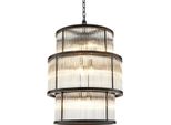 Lampadario Casa Padrino In Bronzo Con Vetro Vintage 55 X H. 78 Cm - Mobili Soggiorno