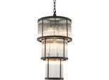 Lampadario Casa Padrino In Bronzo Con Vetro Vintage 38 X H. 76 Cm - Mobili Soggiorno