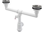 Sifone Per Lavello Alcadrain Doppio Con Griglie In Acciaio Inox A453P