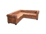 Vidaxl Divano Angolare Chesterfield 5 Posti In Pelle Finta Marrone