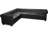 Vidaxl Divano Angolare Chesterfield 6 Posti In Ecopelle Nero