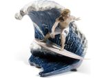 Casa Padrino Luxury Porcelain Surfer On Wave Multicolore 44 X H. 33 Cm - Edizione Limitata
