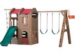 Step2 Naturally Playfull Adventure Lodge Parco Giochi Con Scivolo, Altalene, Scala Di Corda E Canestro Da Basket | Xxl Parco Giochi / Casa Di Gioco In Plastica Per Bambini