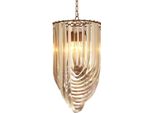 Casa Padrino Lampadario Color Champagne / Ottone Antico Ø 35 X H. 65 Cm - Collezione Luxury