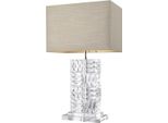 Casa Padrino Lampada Da Tavolo In Cristallo Con Paralume Naturale 28 X 45 X H. 76,5 Cm - Mobili & Accessori