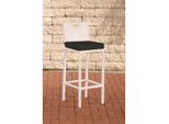Clp Sgabello Da Bar Mari In Polyrattan Con Schienale E Base In Alluminio, Bianco Antracite
