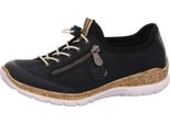 Rieker Donna Scarpa Slip-On N4263-14 Blu Scuro/Nero Pelle Finta Gr.37
