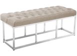 Panca Clp In Tessuto Amun Con Struttura In Acciaio Inox, Crema 120 Cm