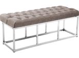 Panca Clp Amun In Tessuto Con Struttura In Acciaio Inox, Tortora 120 Cm