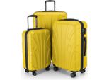 Suitline - Set Di 3 Valigie A Rotelle Valigia Rigida 4 Ruote Bagaglio A Mano Trolley E Valigia Da Stiva Valigia Da Viaggio Espandibile Set Di Valigie Da Viaggio Valigia Rigida Abs, Tsa, Giallo