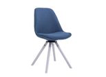 Clp Poltrona Visitatore Troyes In Tessuto Rotonda Girevole E Con Gambe Rotonde In Legno, Blu Bianco