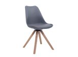 Clp Poltrona Visitatore Troyes In Pelle Finta Quadrato Girevole Con Gambe Angolari In Legno, Grigio Naturale
