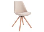 Clp Sedia Visitatore Toulouse Quadrata In Tessuto Con Cuscino Di Seduta E Gambe Angolari In Legno, Crema Naturale