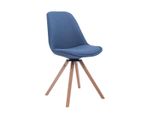 Clp Sedia Visitatore Troyes In Tessuto Rotonda Girevole E Con Gambe In Legno Rotonde, Blu Naturale
