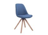 Clp Sedia Visitatore Troyes Tessuto Quadrato Girevole E Con Gambe Angolari In Legno, Blu Naturale