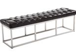 Panca Clp Amun In Pelle Finta Con Struttura In Acciaio Inox, Marrone 150 Cm