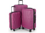 Suitline - Set Di 3 Valigie A Rotelle Valigia Rigida 4 Ruote Bagaglio A Mano Trolley E Valigia Da Stiva Valigia Espandibile Set Di Valigie Da Viaggio Valigia Rigida Abs, Tsa, Magenta