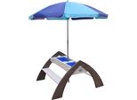 Axi Delta Tavolo Da Picnic / Tavolo Da Sabbia / Tavolo Da Acqua Per Bambini Con Ombrellone | Tavolo Da Picnic Multifunzionale In Legno Grigio E Bianco